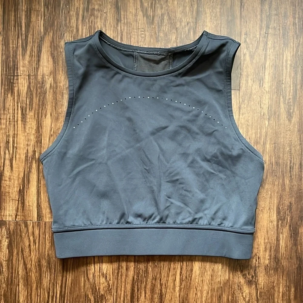 EUC Lululemon Hotty Hot Cropped Tank Graphite Grey 2 - Picture 5 of 12